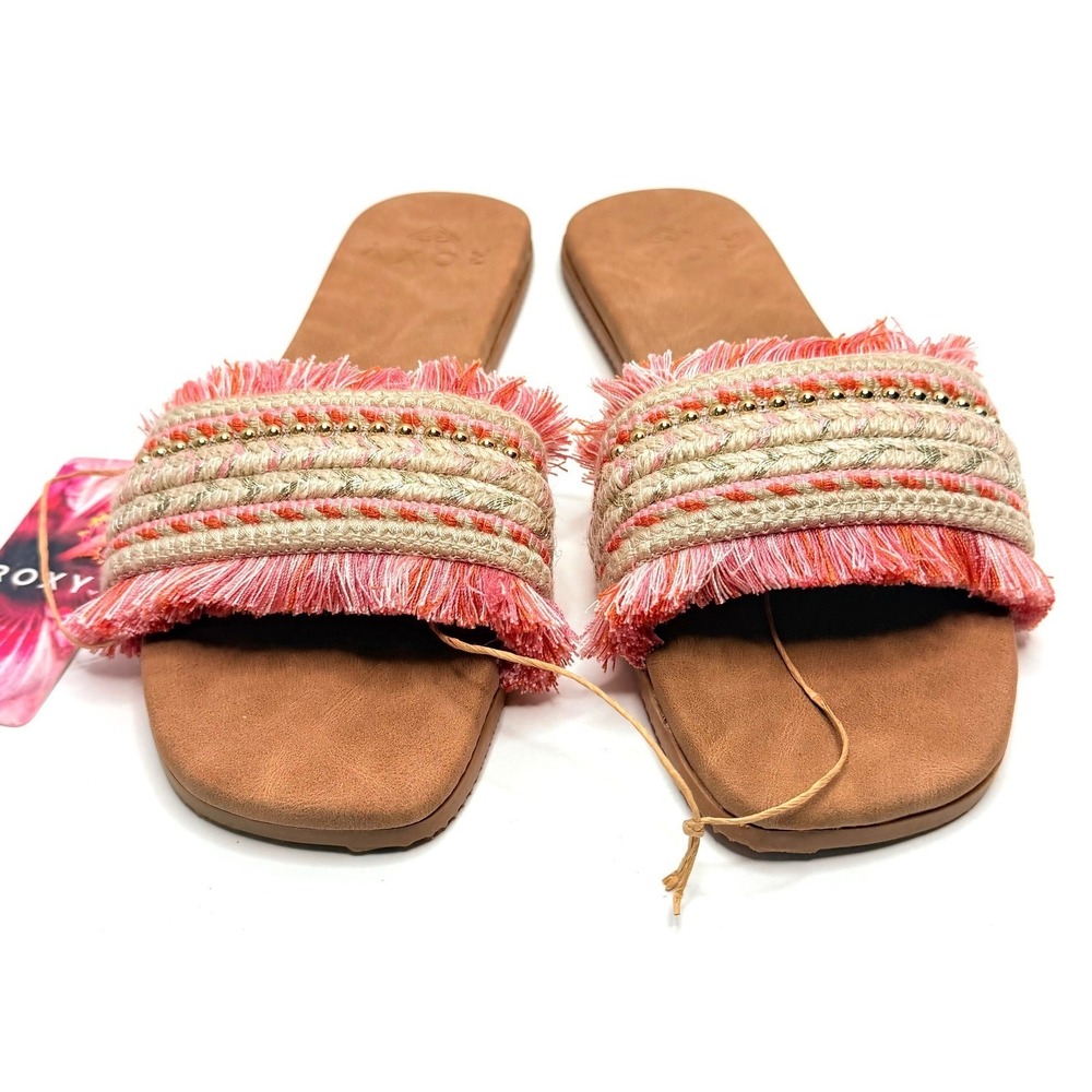 Roxy Women's Positano Slip-On Flat Sandals Open Pink Rose Size 8 NWT